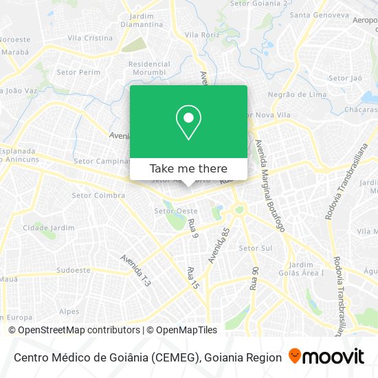 Mapa Centro Médico de Goiânia (CEMEG)