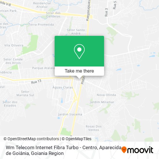 Mapa Wm Telecom Internet Fibra Turbo - Centro, Aparecida de Goiânia