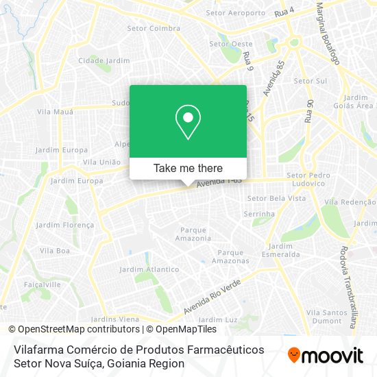 Mapa Vilafarma Comércio de Produtos Farmacêuticos Setor Nova Suíça