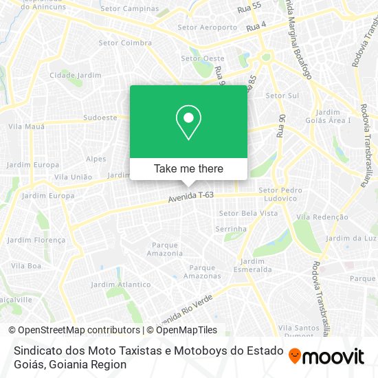 Mapa Sindicato dos Moto Taxistas e Motoboys do Estado Goiás