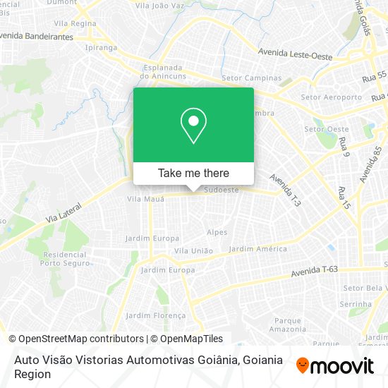 Mapa Auto Visão Vistorias Automotivas Goiânia