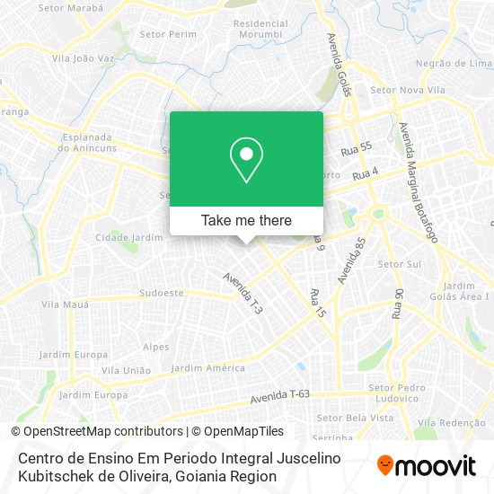 Mapa Centro de Ensino Em Periodo Integral Juscelino Kubitschek de Oliveira