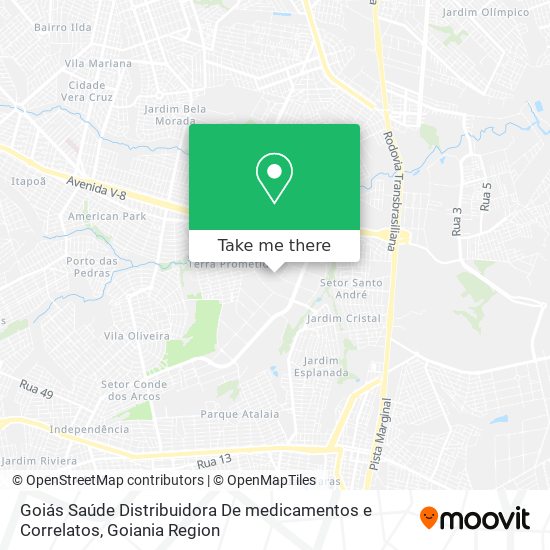 Mapa Goiás Saúde Distribuidora De medicamentos e Correlatos