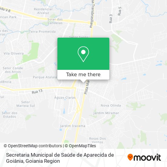 Mapa Secretaria Municipal de Saúde de Aparecida de Goiânia