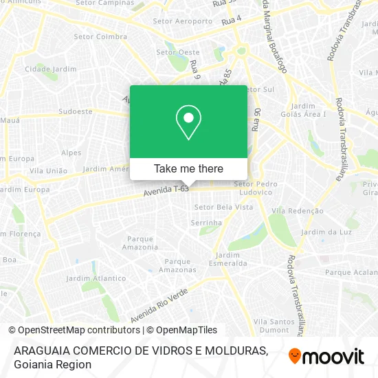 ARAGUAIA COMERCIO DE VIDROS E MOLDURAS map