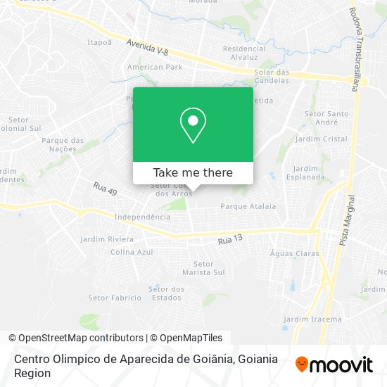Mapa Centro Olimpico de Aparecida de Goiânia