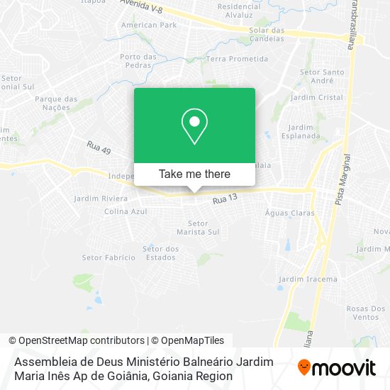 Mapa Assembleia de Deus Ministério Balneário Jardim Maria Inês Ap de Goiânia