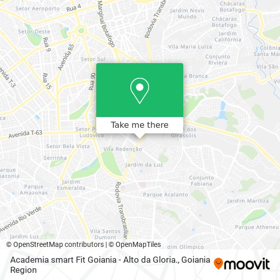 Mapa Academia smart Fit Goiania - Alto da Gloria.