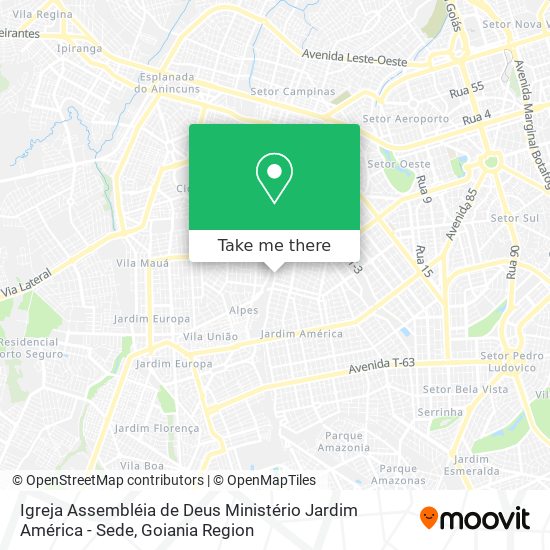 Mapa Igreja Assembléia de Deus Ministério Jardim América - Sede