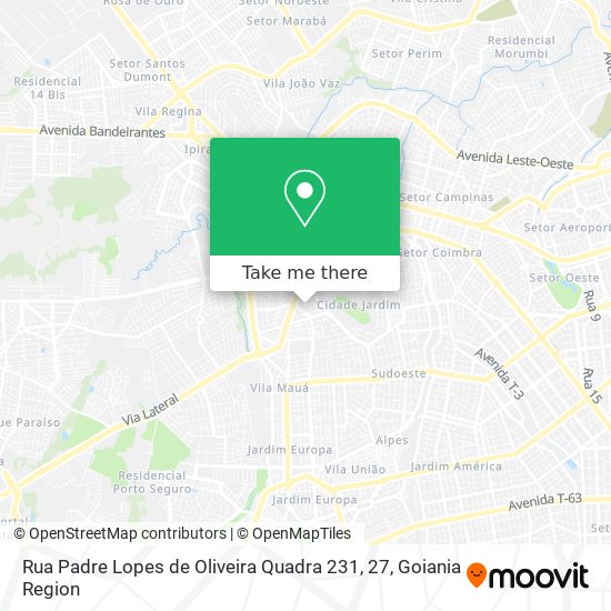 Mapa Rua Padre Lopes de Oliveira Quadra 231, 27