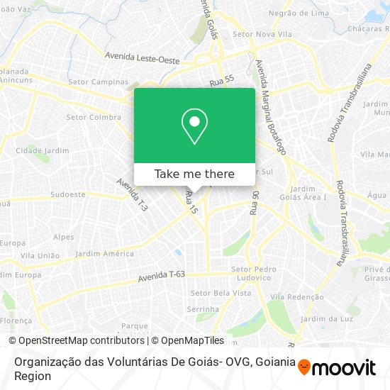Mapa Organização das Voluntárias De Goiás- OVG