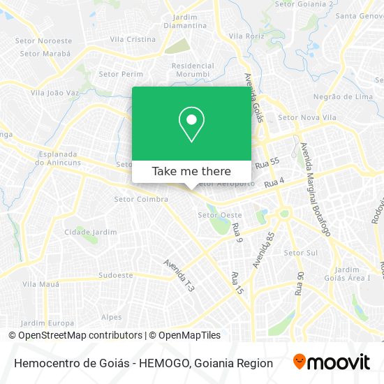 Mapa Hemocentro de Goiás - HEMOGO