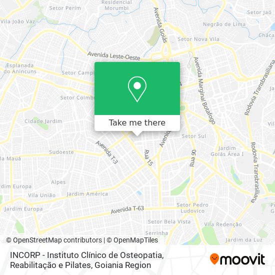 Mapa INCORP - Instituto Clínico de Osteopatia, Reabilitação e Pilates