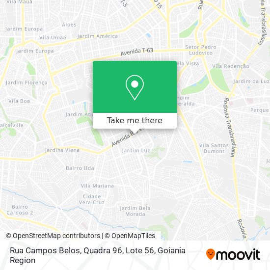 Mapa Rua Campos Belos, Quadra 96, Lote 56