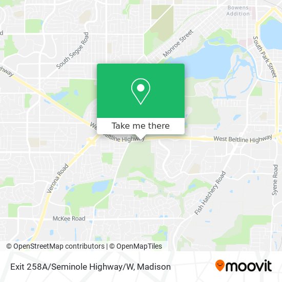 Exit 258A/Seminole Highway/W map
