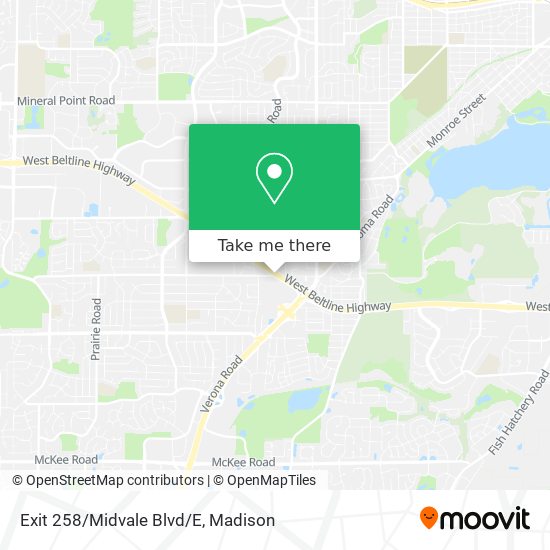 Exit 258/Midvale Blvd/E map