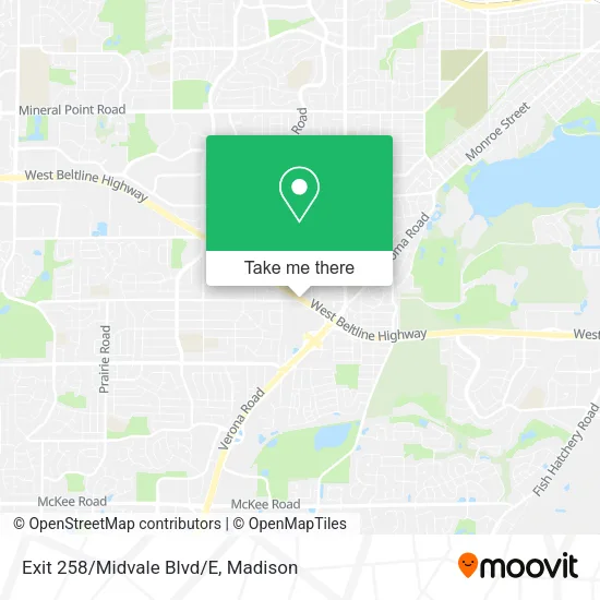 Exit 258/Midvale Blvd/E map