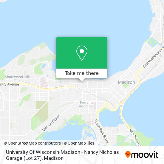 Mapa de University Of Wisconsin-Madison - Nancy Nicholas Garage (Lot 27)