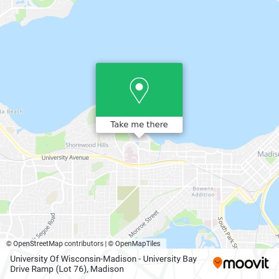 Mapa de University Of Wisconsin-Madison - University Bay Drive Ramp (Lot 76)