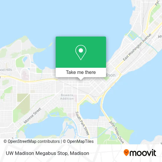 Mapa de UW Madison Megabus Stop
