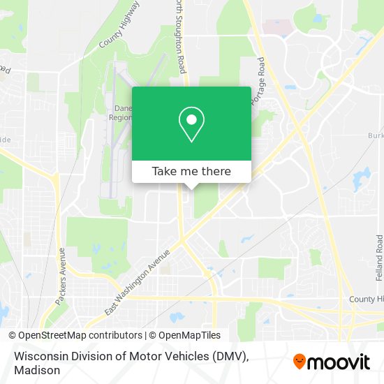 Mapa de Wisconsin Division of Motor Vehicles (DMV)