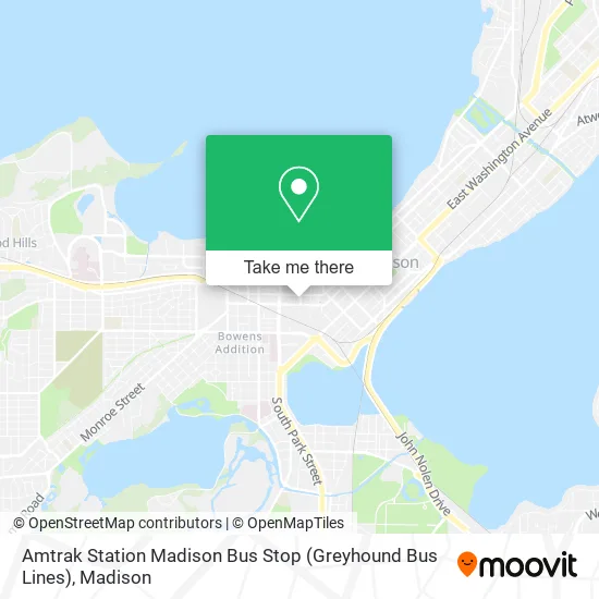 Mapa de Amtrak Station Madison Bus Stop (Greyhound Bus Lines)