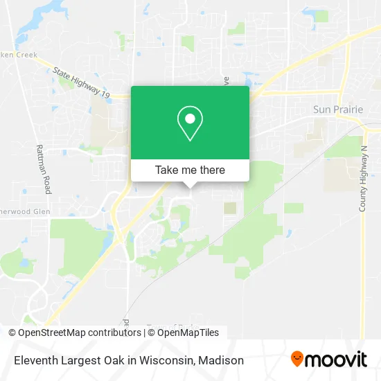 Mapa de Eleventh Largest Oak in Wisconsin