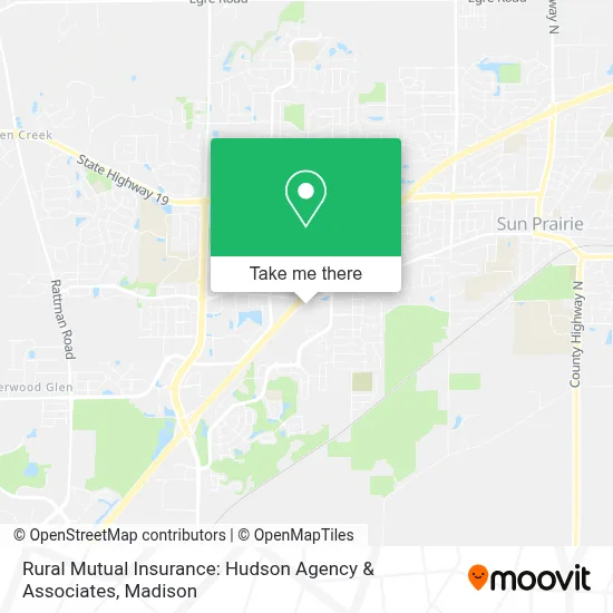 Mapa de Rural Mutual Insurance: Hudson Agency & Associates