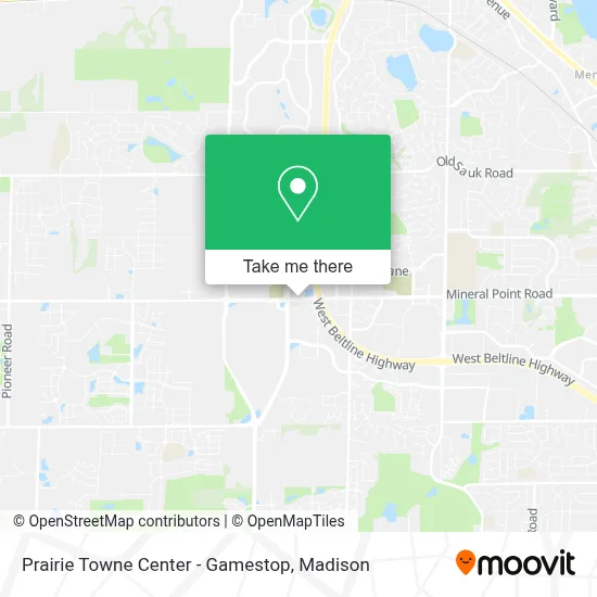 Prairie Towne Center - Gamestop map