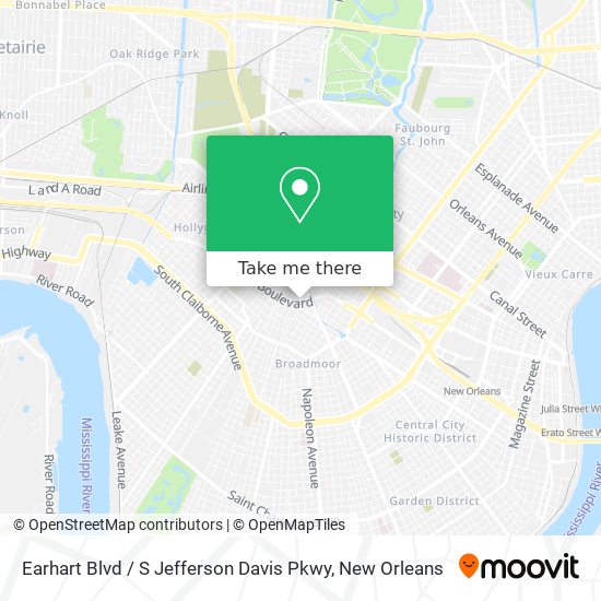 Mapa de Earhart Blvd / S Jefferson Davis Pkwy