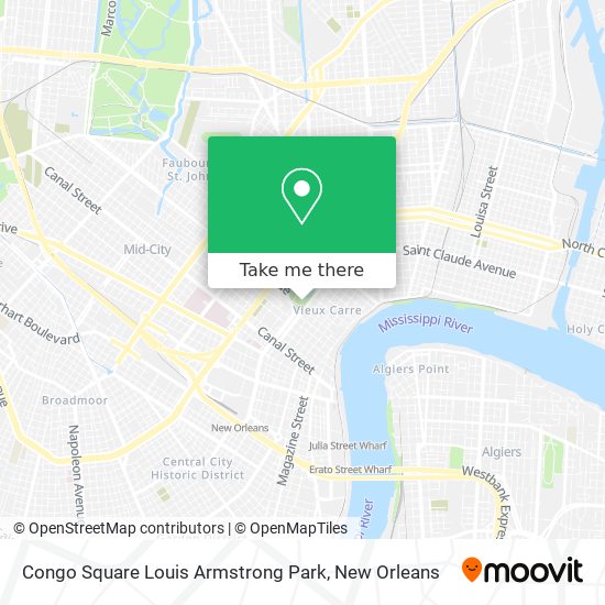 Mapa de Congo Square Louis Armstrong Park