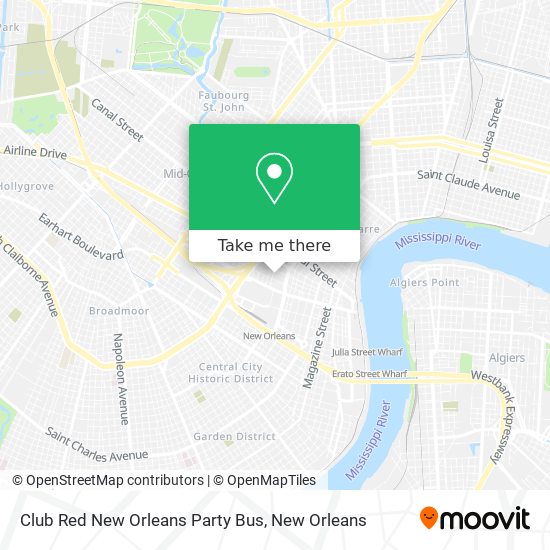 Club Red New Orleans Party Bus map