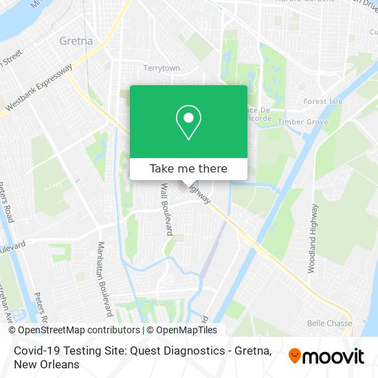 Covid-19 Testing Site: Quest Diagnostics - Gretna map
