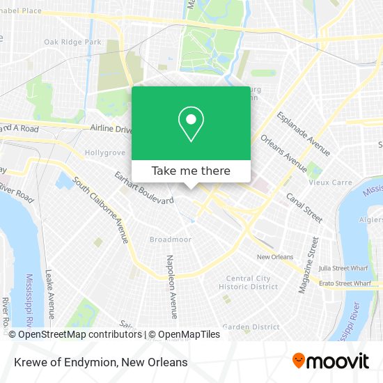Krewe of Endymion map