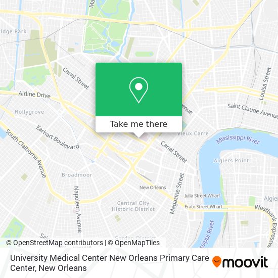 University Medical Center New Orleans Primary Care Center map