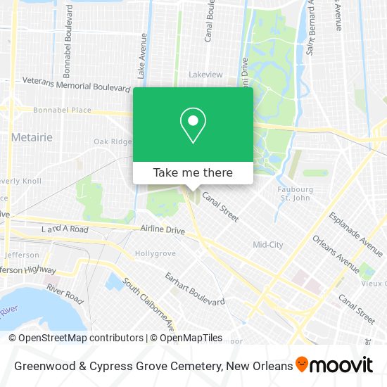 Greenwood & Cypress Grove Cemetery map