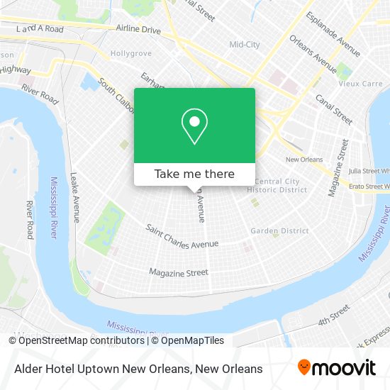 Mapa de Alder Hotel Uptown New Orleans
