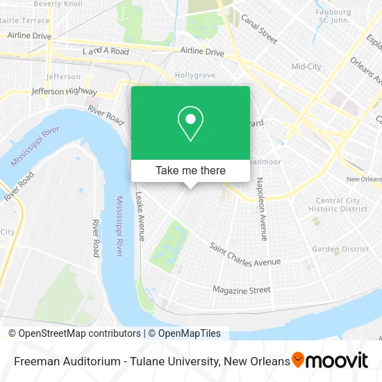 Mapa de Freeman Auditorium - Tulane University