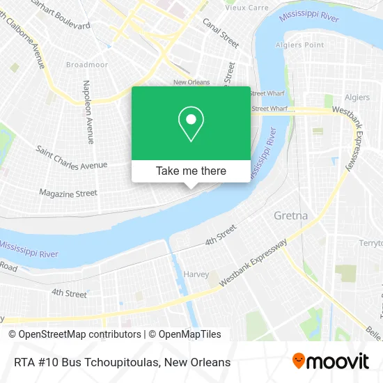 RTA #10 Bus Tchoupitoulas map