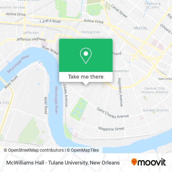 McWilliams Hall - Tulane University map