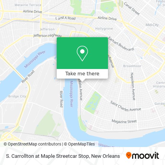 S. Carrollton at Maple Streetcar Stop map