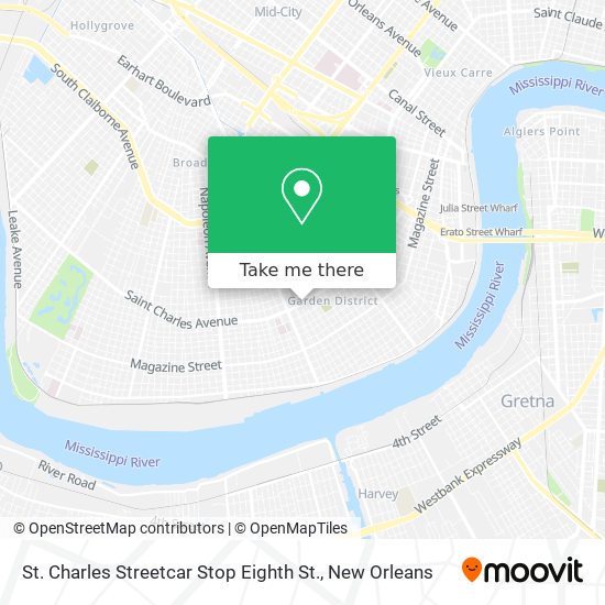 St. Charles Streetcar Stop Eighth St. map