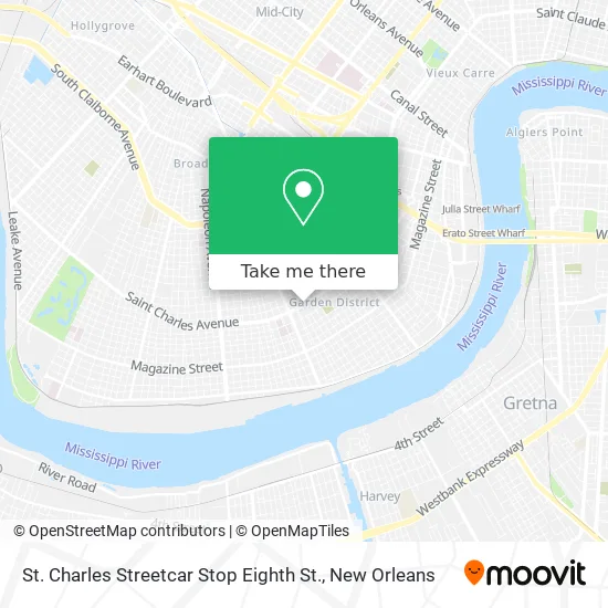 Mapa de St. Charles Streetcar Stop Eighth St.
