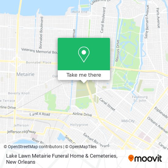 Lake Lawn Metairie Funeral Home & Cemeteries map