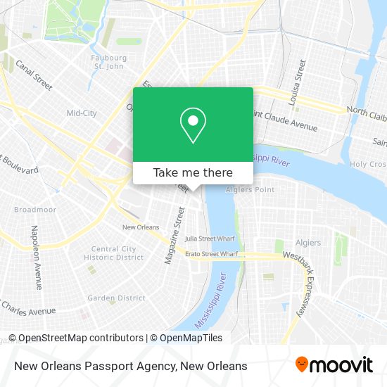 New Orleans Passport Agency map