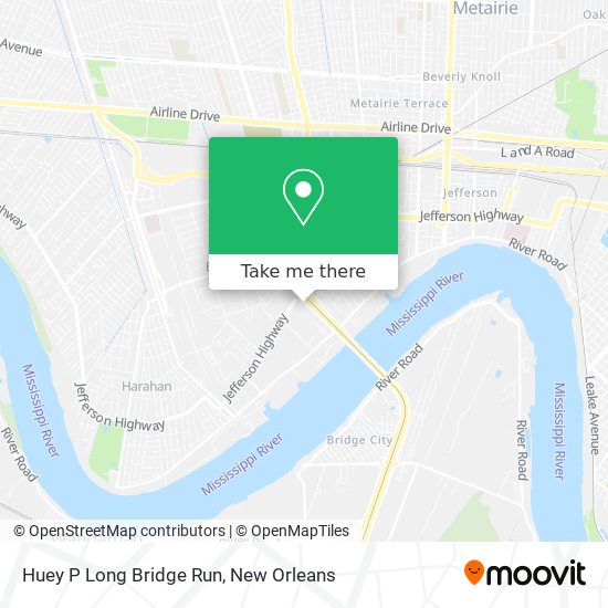 Huey P Long Bridge Run map
