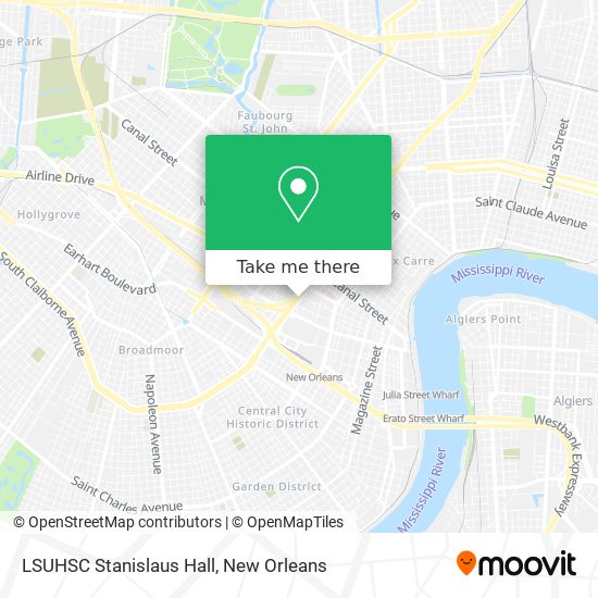 LSUHSC Stanislaus Hall map