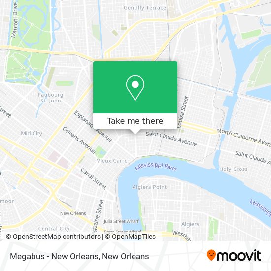 Megabus - New Orleans map