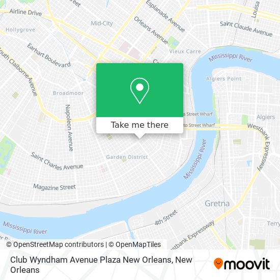 Club Wyndham Avenue Plaza New Orleans map