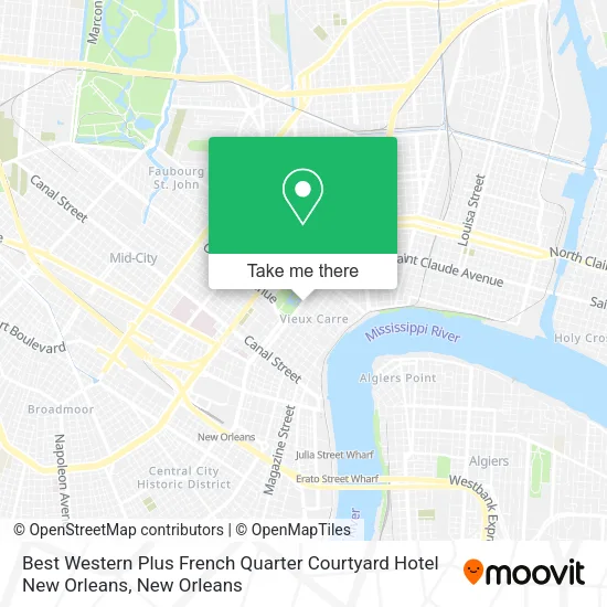 Best Western Plus French Quarter Courtyard Hotel New Orleans map